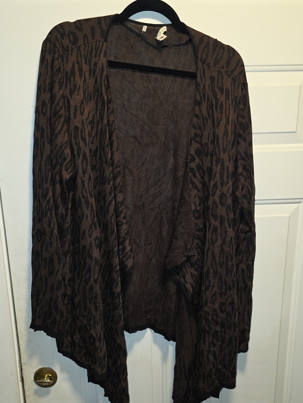 Source Unknown Brown Leopard Print Open-Front Cardigan